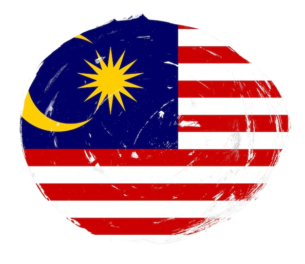 Malaysia flag painted on a distressed white stroke brush background