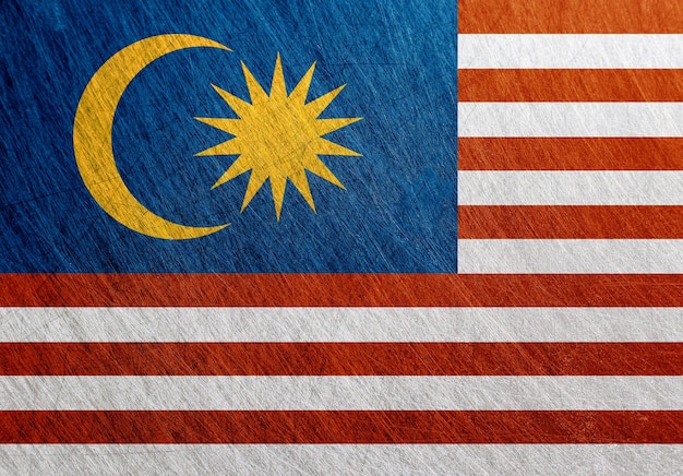 Malaysia flag vintage retro scratched Steel background