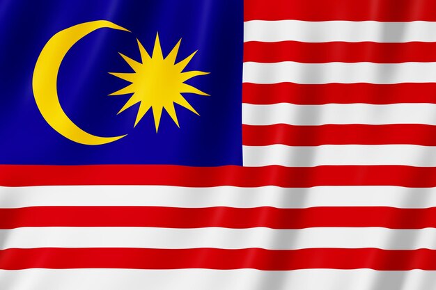 Malaysia flag waving in the wind.