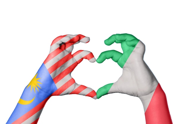 Foto malesia italia cuore gesto della mano che fa il cuore