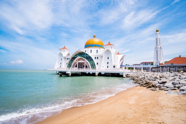 Malaysia, Melaka - View of the the old Masjid Selat Melaka..