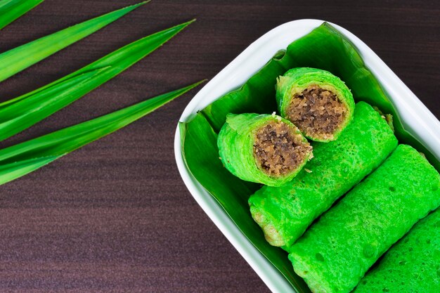 Malaysia popular assorted sweet dessert with coconut known as kuih ketayap