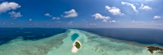 Maldive aerial view panorama landscape