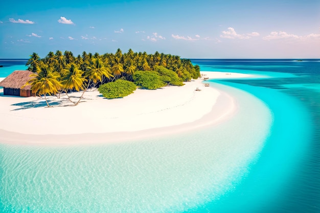 Maldiven tropisch eiland met strand voor luxe vakantie