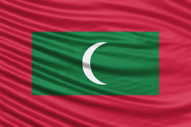 Maldiven vlag Golf close-up, nationale vlag achtergrond