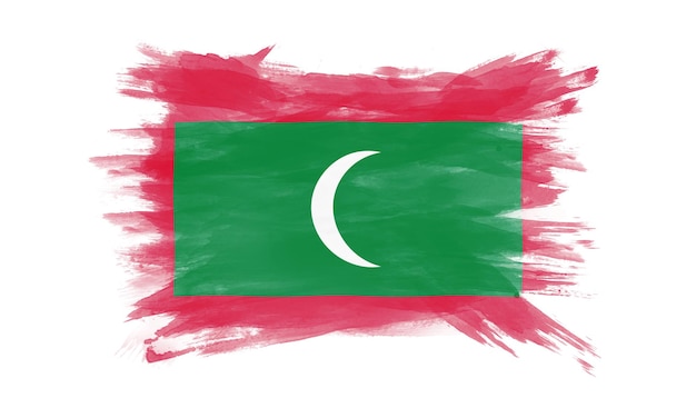 Maldiven vlag penseelstreek, nationale vlag op witte achtergrond