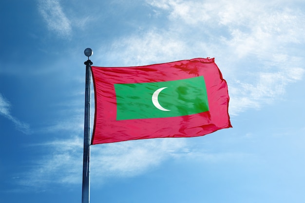 Maldives flag on the mast