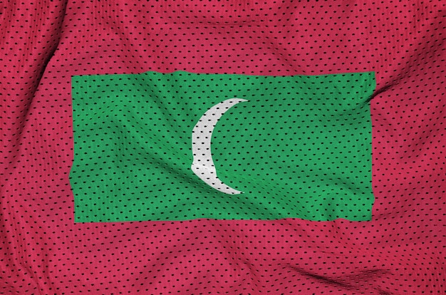 Maldives flag printed on a polyester nylon sportswear mesh fabric
