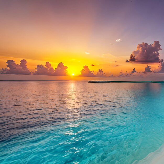 Maldives island sunset Panorama