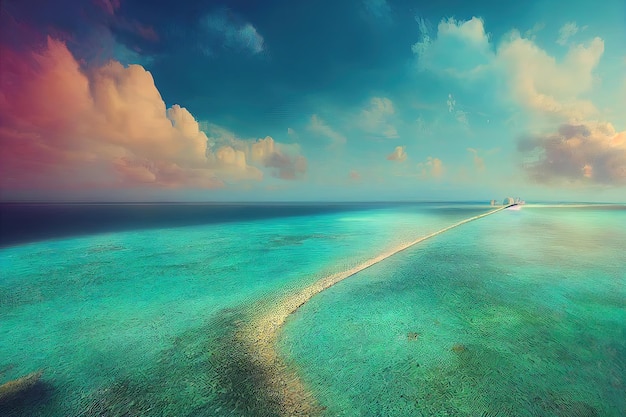 Maldives this archipelago is the ultimate tropical island paradise digital art style painting