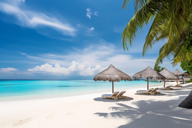 Maldives tropical beach where turquoise waters meet pristine white sands