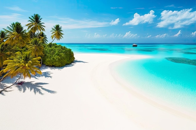 Maldives tropical island and magnificent sandy beach with clear sea