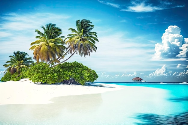 Foto isola tropicale delle maldive con bella spiaggia e mare pulito