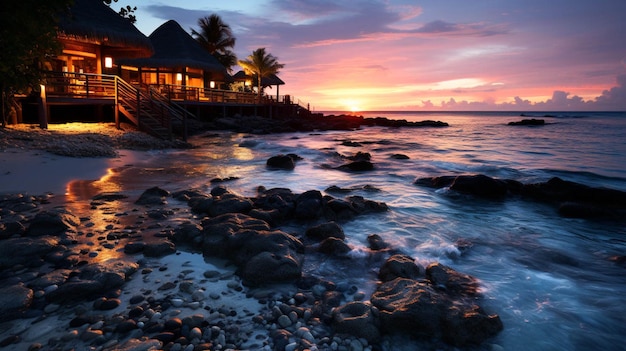 Maldives with ocean at evening moment