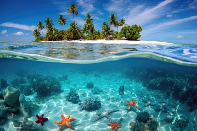 the Maldivian blue sea