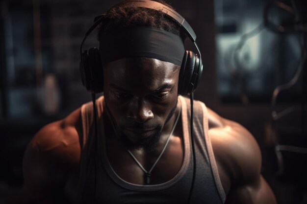 male african adult working out at home gym athletic exercise generative ai aig23