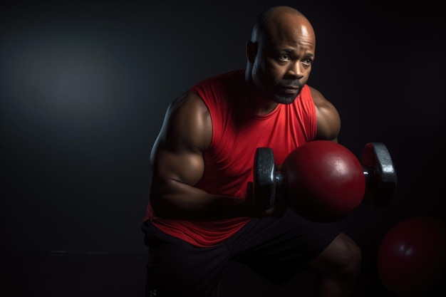 Photo male african american adult exercising with weights healthy generative ai aig23