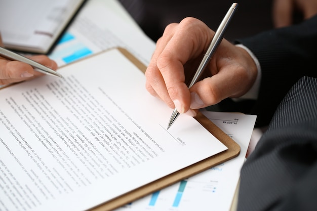 Male arm in suit and tie fill form clipped