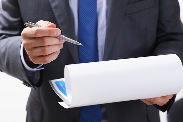 Male arm in suit and tie fill form clipped