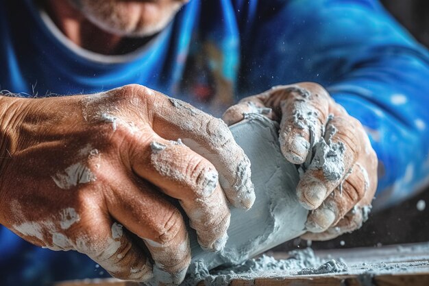 Photo male artisan's hands shaping clay bowl in pottery studio closeup generative ai