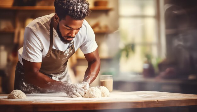 Male baker baking bread black history month