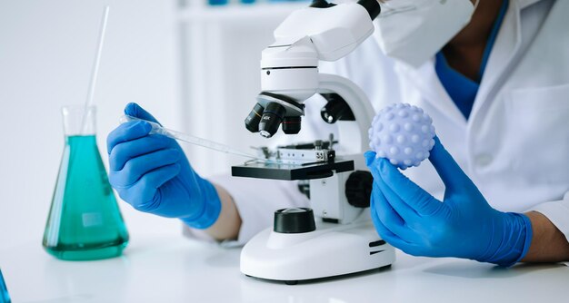 Male biotechnologist testing new chemical substances in a laboratory