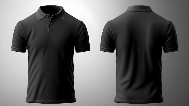 Male black polo tshirt mockup with front and back side