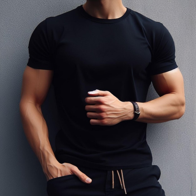 Premium AI Image | male black tshirt mockup black tshirt mockup for ...