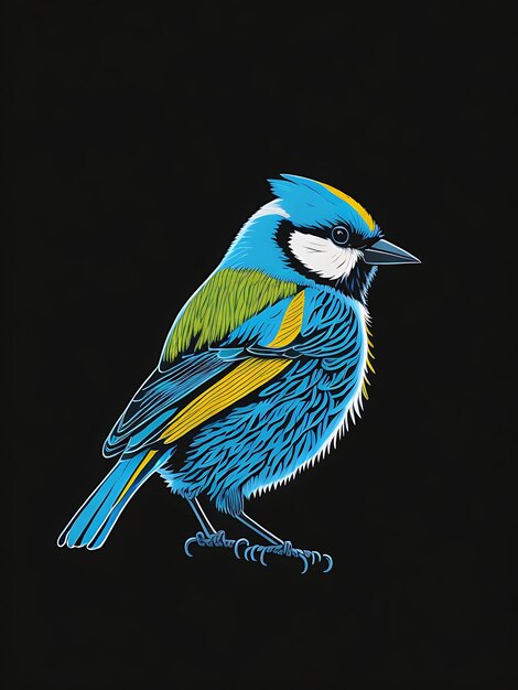 male blue tit bird on a black background generative AI