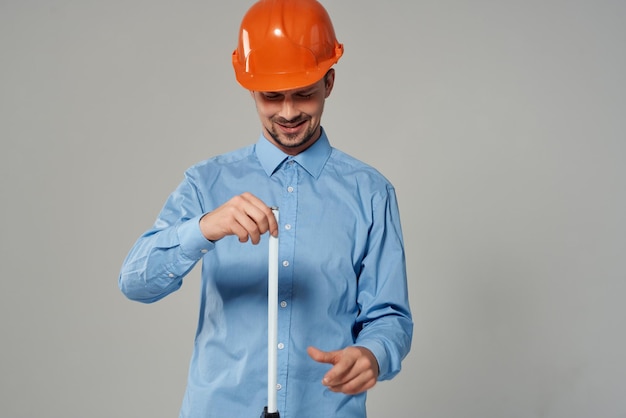Male builders Professional Job light background High quality photo