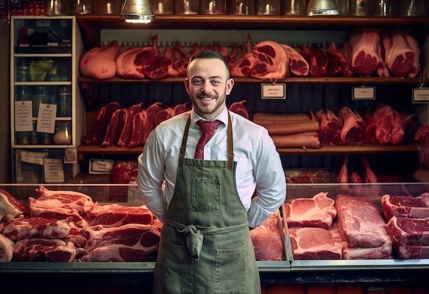 Photo male butcher at store