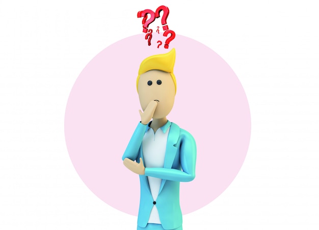 Male cartoon businessman thinking