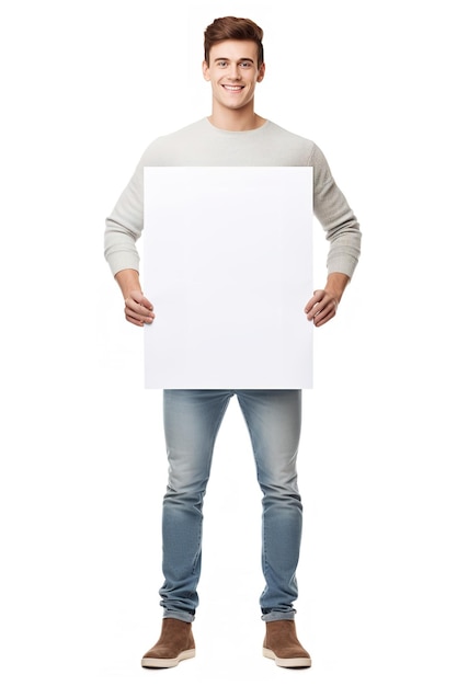 Male Caucasian Model with Blank Sign AI Generated