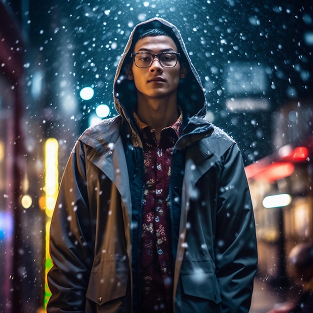 male city potrait in snow