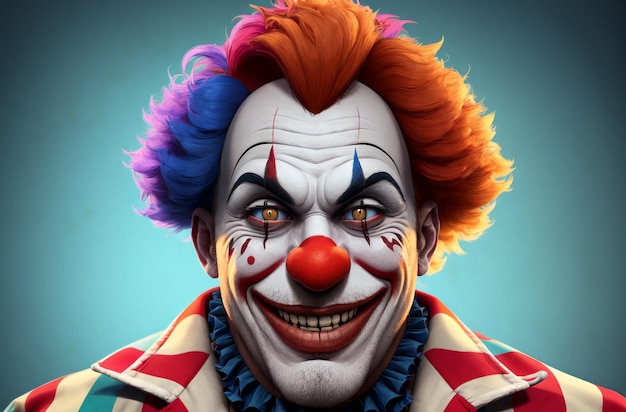 Male clown Portrait of happy jester in bright style Generative AI