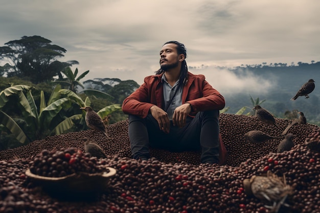 male on coffee field