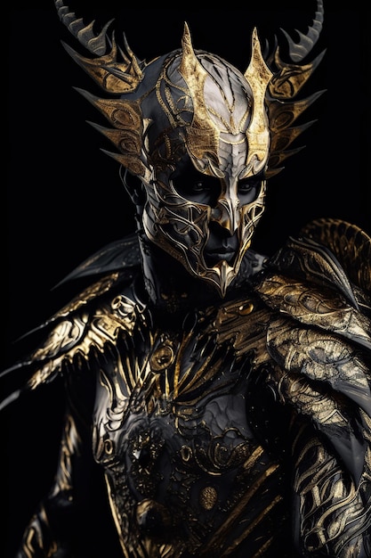 Male daemon warrior in black and gold armor