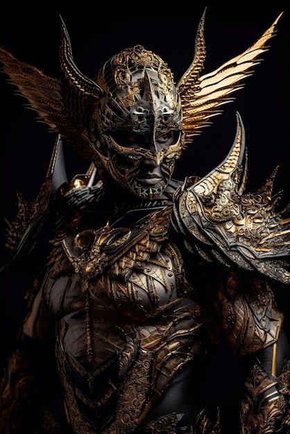 Male daemon warrior in black and gold armor