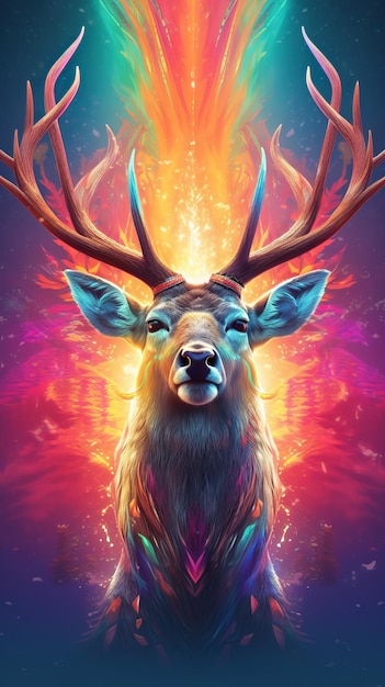 Male Deer in Vibrant Colors