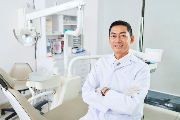 Male dentist at his workplace