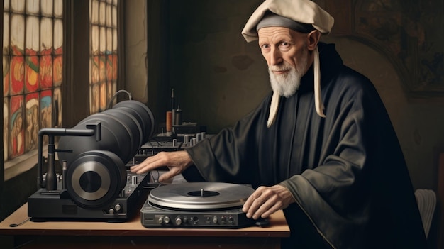 Male DJ in a painting by a renaissance artist