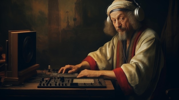 Male DJ in a painting by a renaissance artist