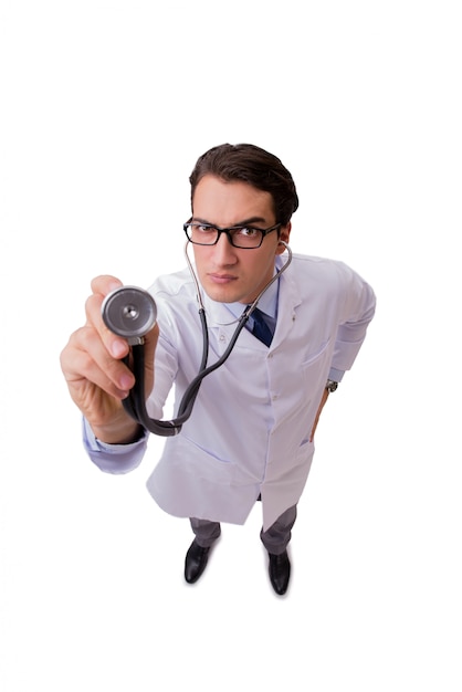 Male doctor isolated on the white background