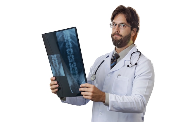 Male doctor looking at a x-Ray.