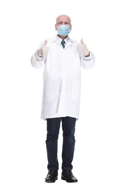 Male Doctor In Protective Mask Showing Thumbs Up