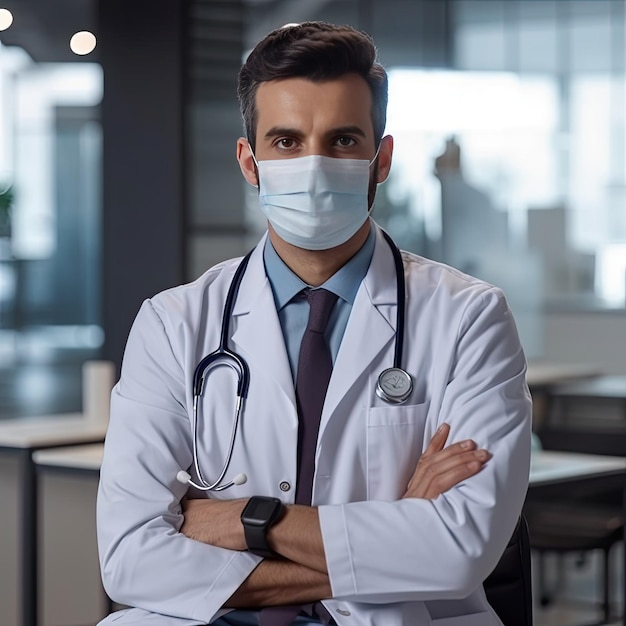 a male doctor wearing a mask