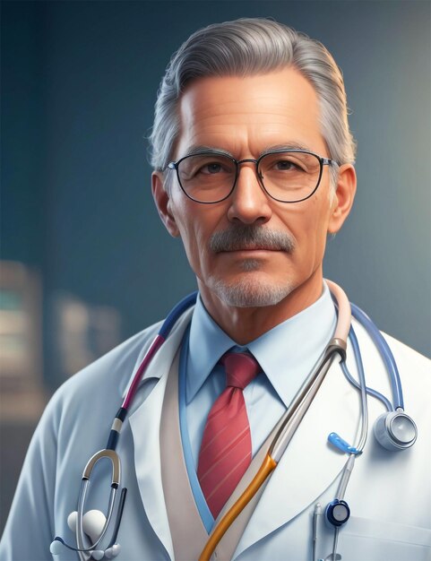 Male doctor in a white gown portrait