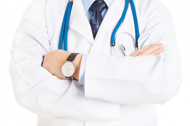 Photo male doctor with stethoscope isolated