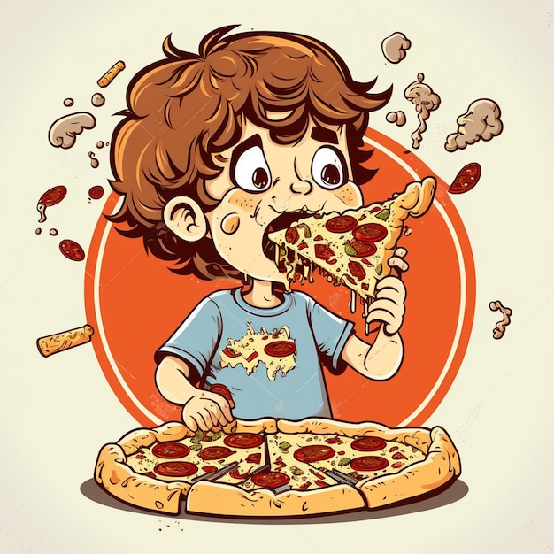 Photo male eat pizza