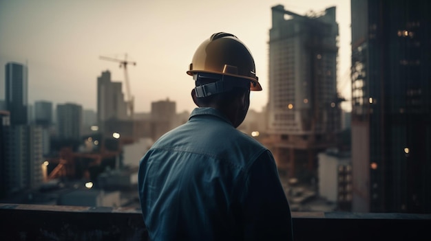 Male engineer wearing a hardhat Generative Ai